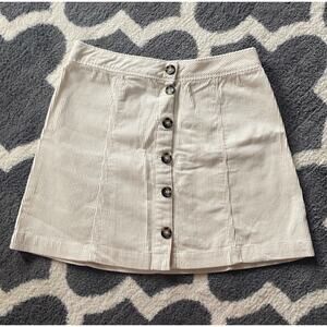 Divided H&M white cream corduroy front button mini skirt